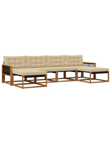 Set di divani da esterno con cuscino 6 pcs Naturale e Beige