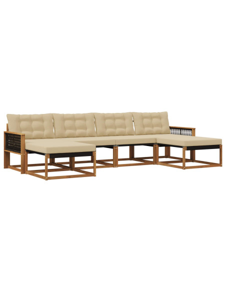 Set di divani da esterno con cuscino 6 pcs Naturale e Beige