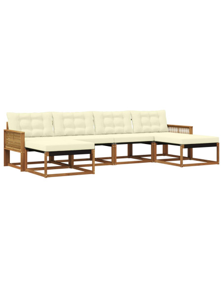 Set di divani da esterno con cuscino 6 pcs Naturale e Crema