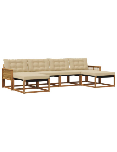 Set di divani da esterno con cuscino 6 pcs Naturale e Beige