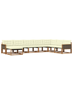 Set di divani da esterno con cuscino 8 pcs Naturale e Crema