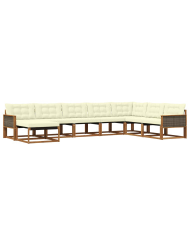 Set di divani da esterno con cuscino 8 pcs Naturale e Crema
