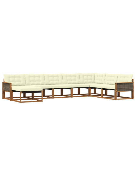 Set di divani da esterno con cuscino 8 pcs Naturale e Crema