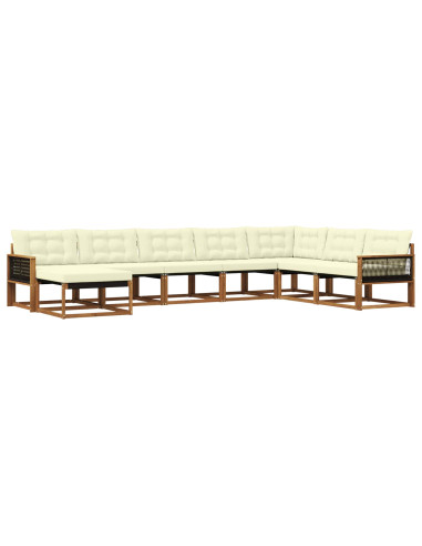 Set di divani da esterno con cuscino 8 pcs Naturale e Crema