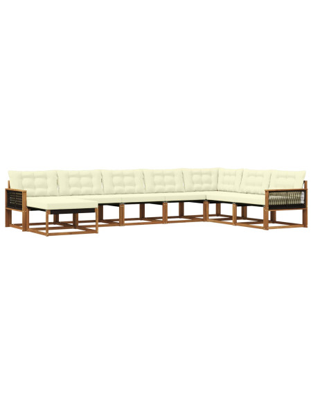 Set di divani da esterno con cuscino 8 pcs Naturale e Crema