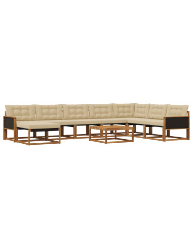 Set di divani da esterno con cuscino 9 pcs Naturale e Beige