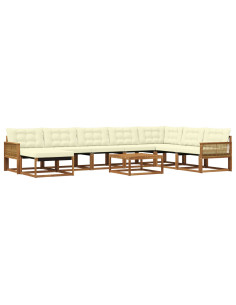 Set di divani da esterno con cuscino 9 pcs Naturale e Crema
