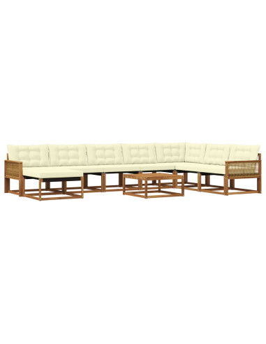 Set di divani da esterno con cuscino 9 pcs Naturale e Crema
