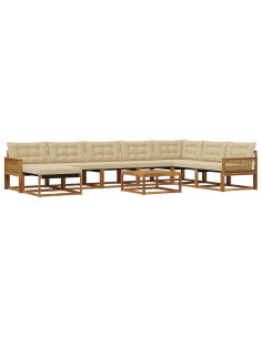 Set di divani da esterno con cuscino 9 pcs Naturale e Beige