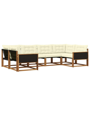 Set di divani da esterno con cuscino 6 pcs Naturale e Crema