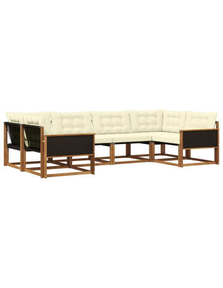 Set di divani da esterno con cuscino 6 pcs Naturale e Crema