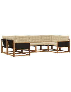 Set di divani da esterno con cuscino 6 pcs Naturale e Beige
