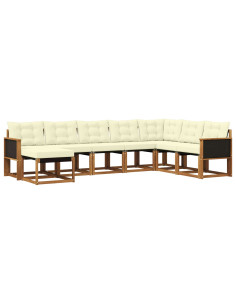 Set di divani da esterno con cuscino 8 pcs Naturale e Crema
