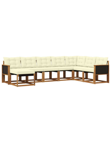 Set di divani da esterno con cuscino 8 pcs Naturale e Crema