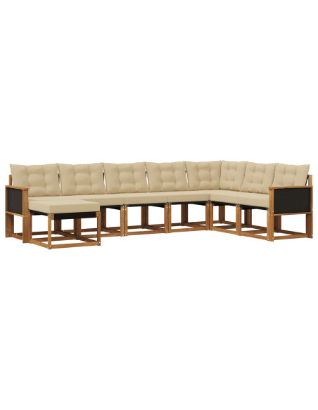 Set di divani da esterno con cuscino 8 pcs Naturale e Beige