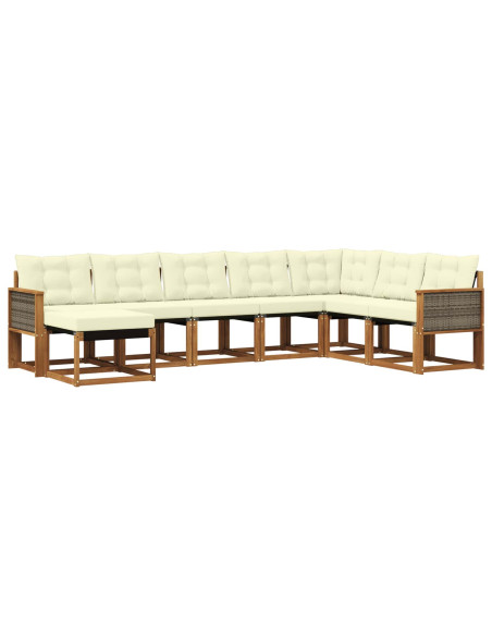 Set di divani da esterno con cuscino 8 pcs Naturale e Crema