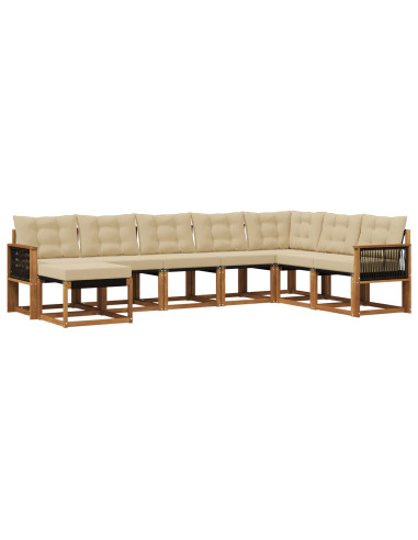 Set di divani da esterno con cuscino 8 pcs Naturale e Beige