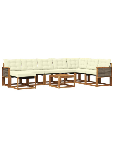 Set di divani da esterno con cuscino 9 pcs Naturale e Crema