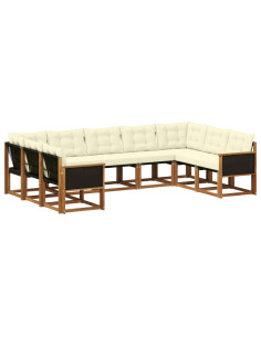 Set di divani da esterno con cuscino 9 pcs Naturale e Crema