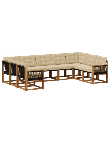 Set di divani da esterno con cuscino 9 pcs Naturale e Beige
