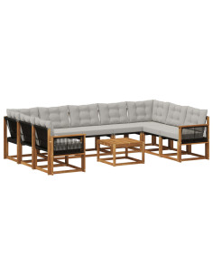 Set di divani da esterno 10 pcs Naturale e Grigio chiaro 2