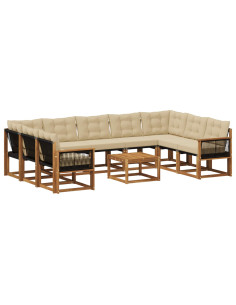 Set di divani da esterno con cuscino 10 pcs Naturale e Beige