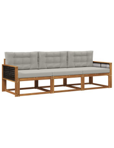 Set di divani da esterno 3 pcs Naturale e Grigio chiaro