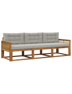 Set di divani da esterno 3 pcs Naturale e Grigio chiaro