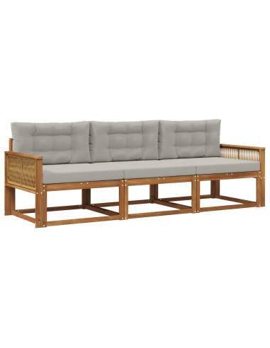 Set di divani da esterno 3 pcs Naturale e Grigio chiaro
