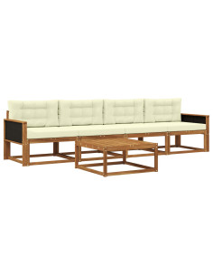 Set di divani da esterno con cuscino 5 pcs Naturale e Crema