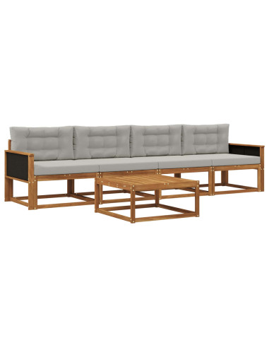 Set di divani da esterno 5 pcs Naturale e Grigio chiaro