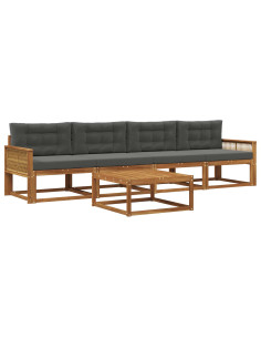 Set di divani da esterno con cuscino 5 pcs Naturale e Antracite