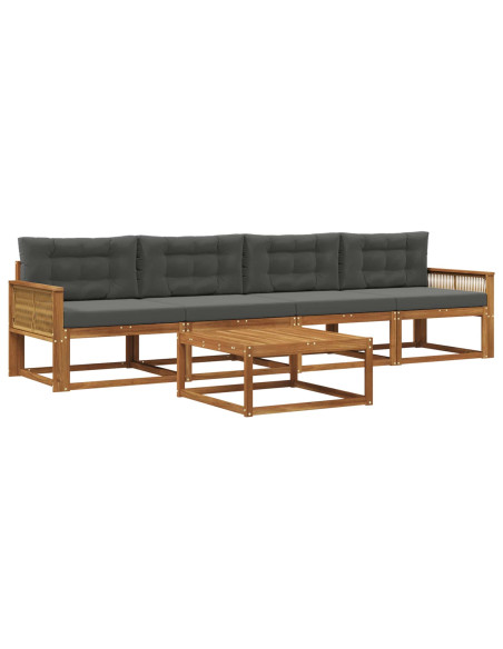 Set di divani da esterno con cuscino 5 pcs Naturale e Antracite