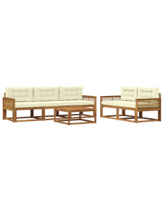 Set di divani da esterno con cuscino 6 pcs Naturale e Crema