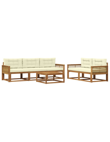 Set di divani da esterno con cuscino 6 pcs Naturale e Crema