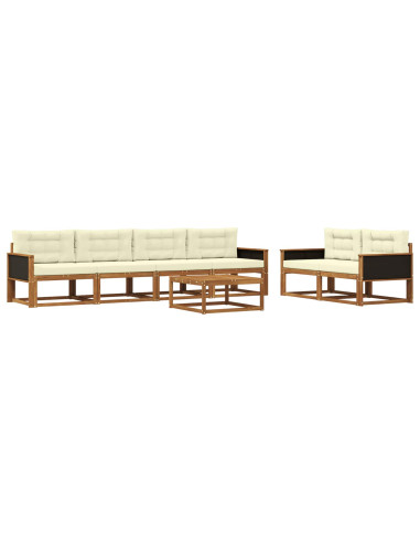 Set di divani da esterno con cuscino 7 pcs Naturale e Crema