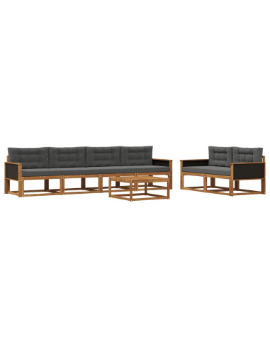 Set di divani da esterno con cuscino 7 pcs Naturale e Antracite