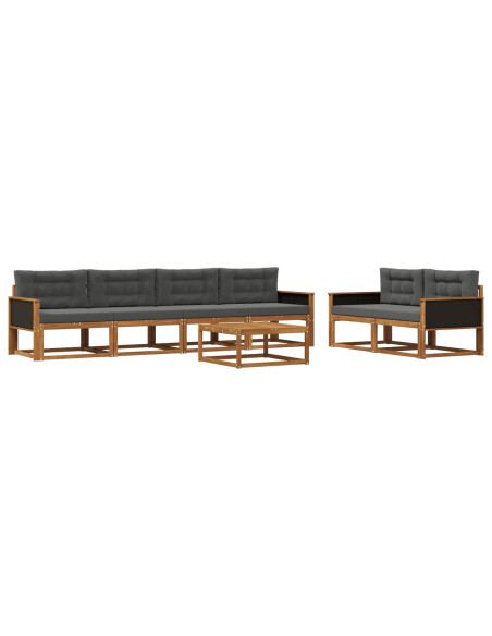 Set di divani da esterno con cuscino 7 pcs Naturale e Antracite