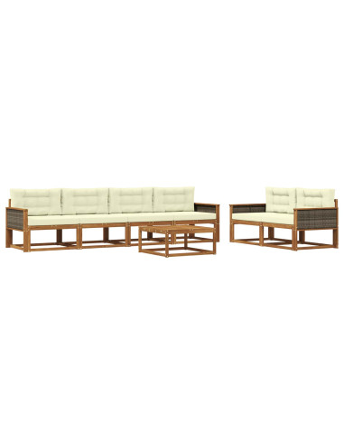 Set di divani da esterno con cuscino 7 pcs Naturale e Crema
