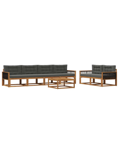 Set di divani da esterno con cuscino 7 pcs Naturale e Antracite