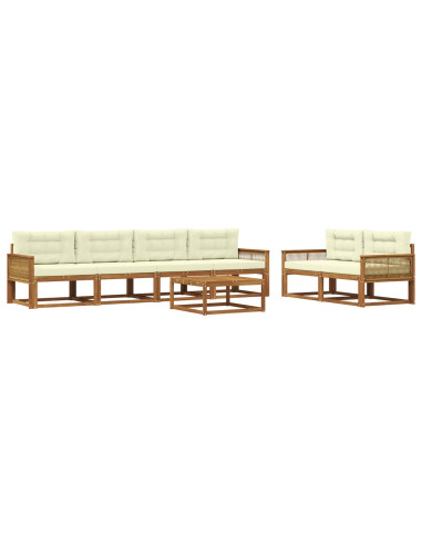 Set di divani da esterno con cuscino 7 pcs Naturale e Crema