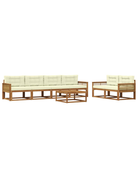 Set di divani da esterno con cuscino 7 pcs Naturale e Crema