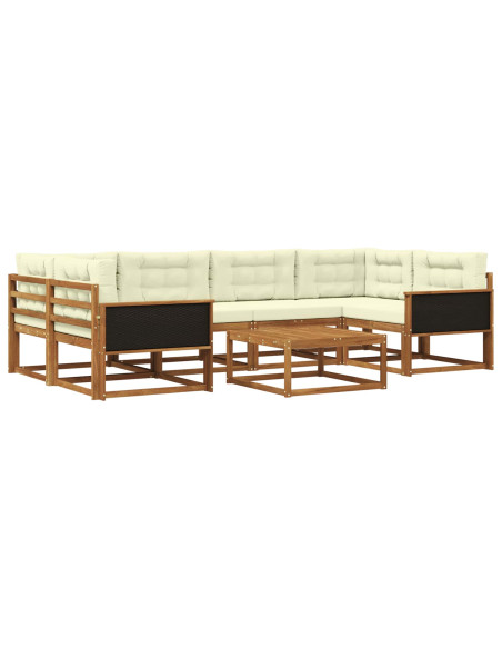 Set di divani da esterno con cuscino 7 pcs Naturale e Crema