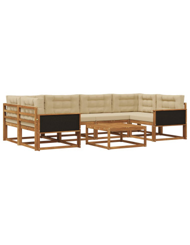 Set di divani da esterno con cuscino 7 pcs Naturale e Beige