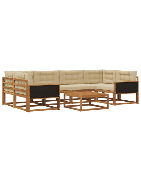 Set di divani da esterno con cuscino 7 pcs Naturale e Beige