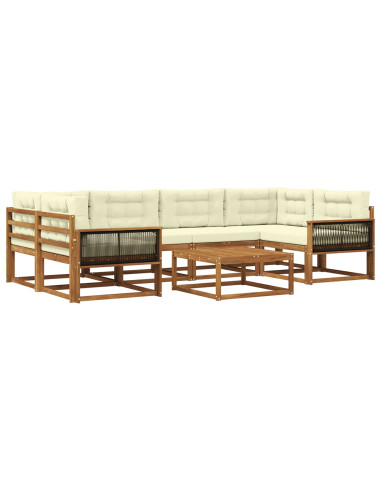 Set di divani da esterno con cuscino 7 pcs Naturale e Crema