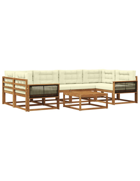 Set di divani da esterno con cuscino 7 pcs Naturale e Crema