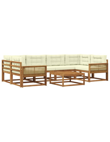 Set di divani da esterno con cuscino 7 pcs Naturale e Crema