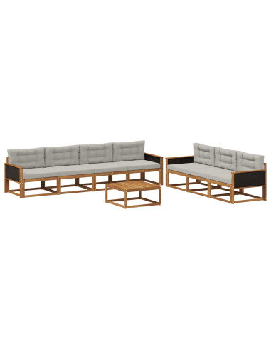 Set di divani da esterno 8 pcs Naturale e Grigio chiaro