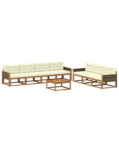 Set di divani da esterno con cuscino 8 pcs Naturale e Crema